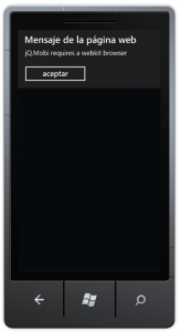 jQ.mobi demo running on a WP7 emulator